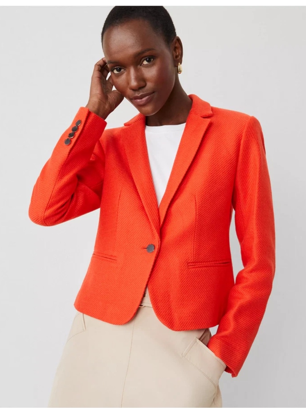 Ann Taylor Orange Tweed Newbury Single-Button Blazer Size 2 NWT